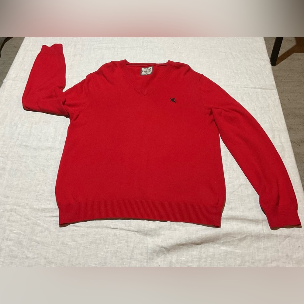 EXPRESS V-Neck Long Sleeve red Pullover Knit Sweater Men's Size Medium‎